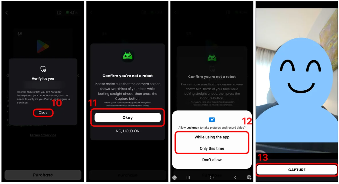  Luckmon 모바일 앱 얼굴인증 서비스
