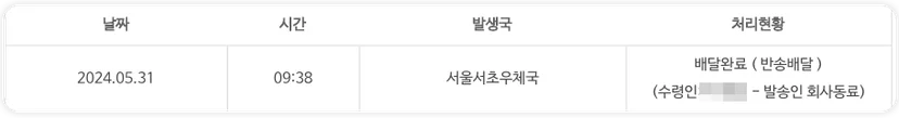 전세보증금 내용증명 반송기록