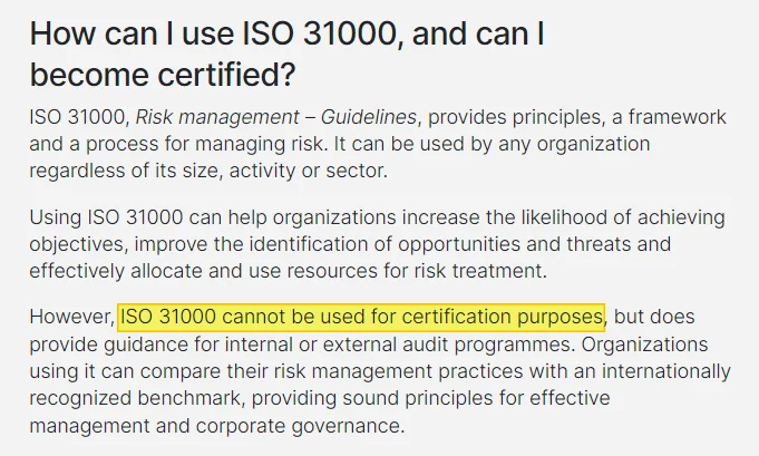 ISO31000인증서발급불가서