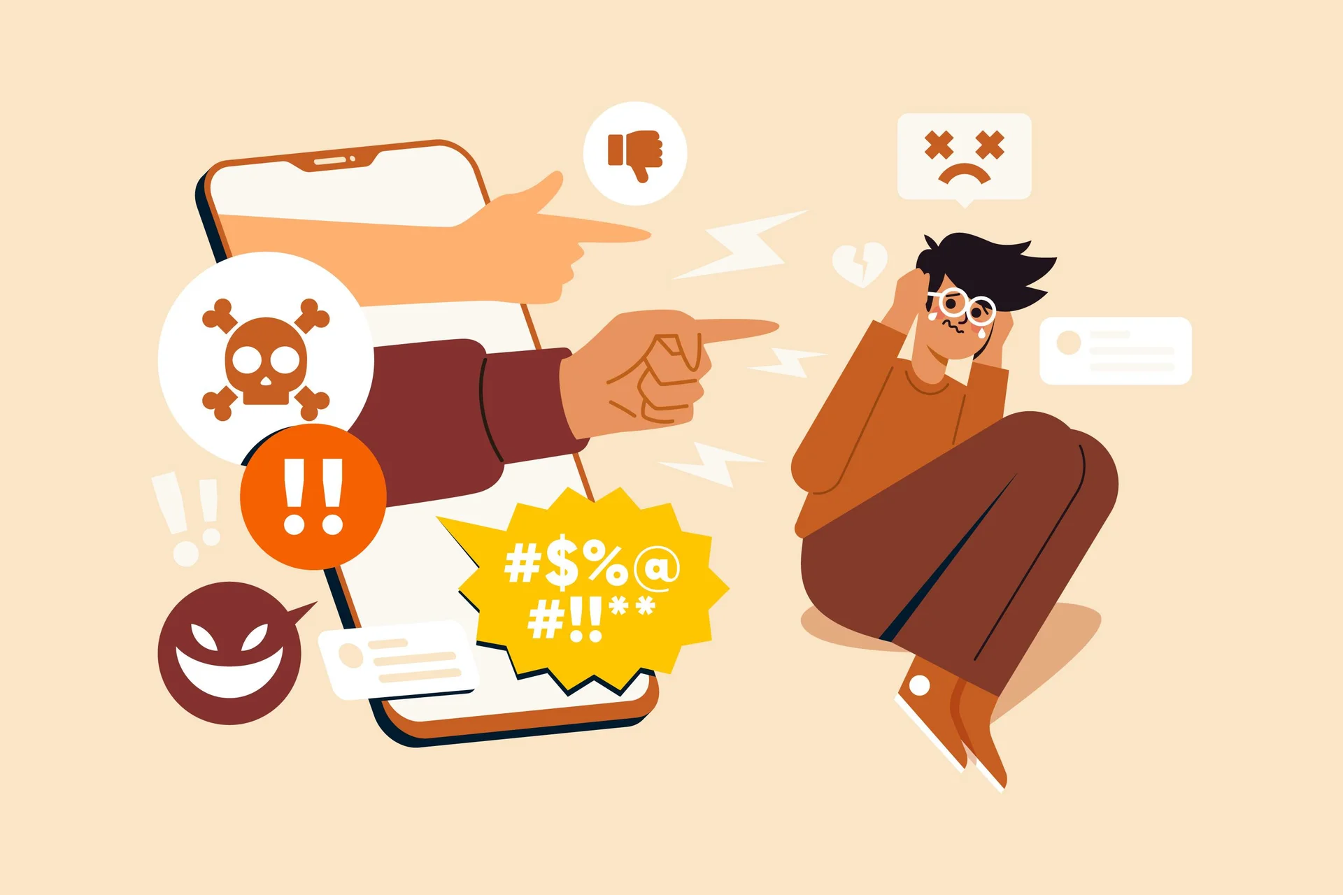 온라인에서 악성 댓글로 괴롭히는 사이버 불링