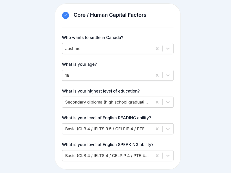 Visaflo CRS score calculator