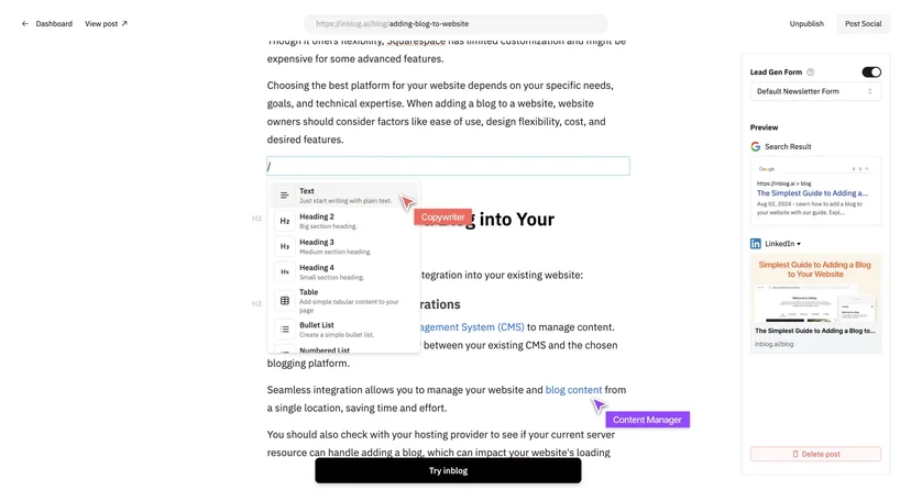  inblog editor