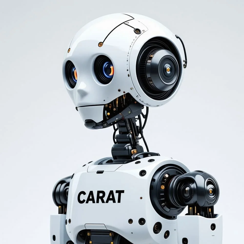 흰 배경의 로봇이 있고, 가슴에는 'Carat'라고 적혀져있다.