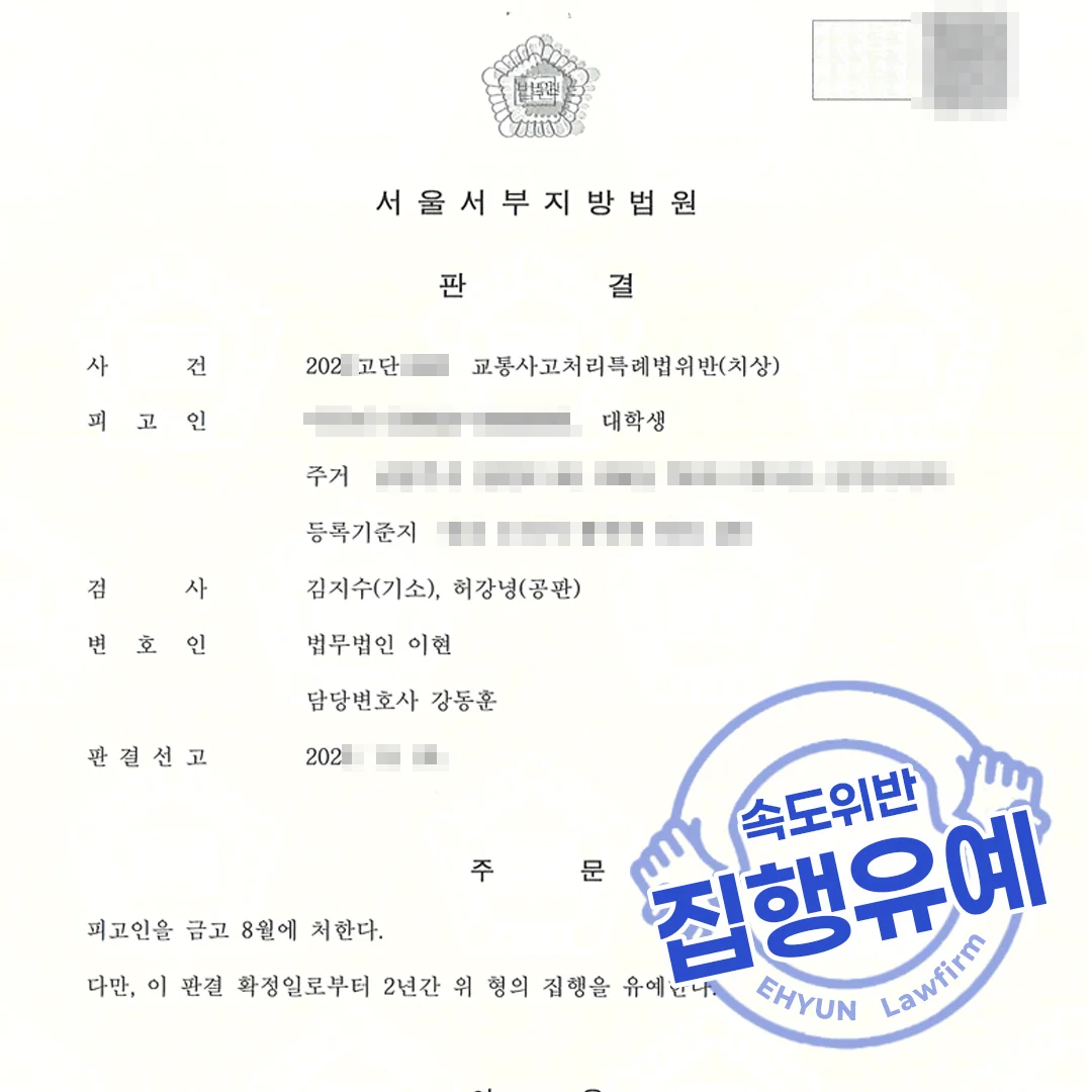 속도위반 집행유예 판결문