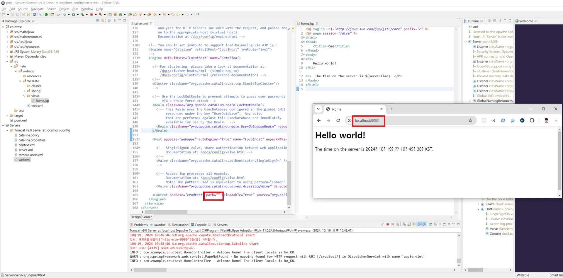 localhost:8080 -> HTTP 200