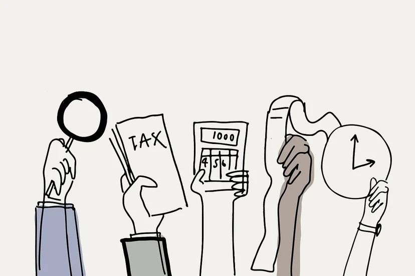 돋보기, 계산기, 영수증, 시계 이미지