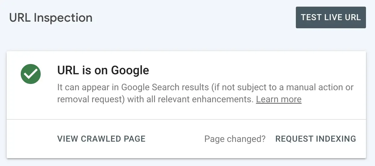 색인이 완료된 페이지