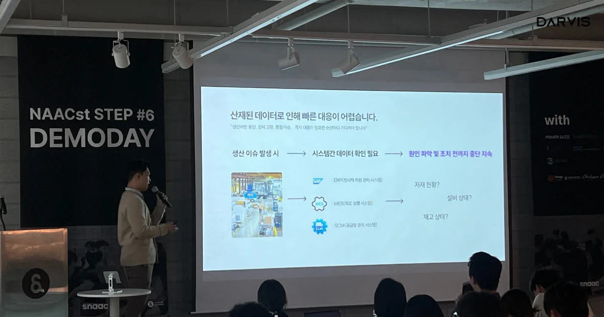 SNAAC의 NAACst STEP 데모데이 발표중인 디피니트 김도환 대표