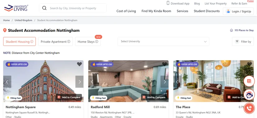student accommodation in Nottingham