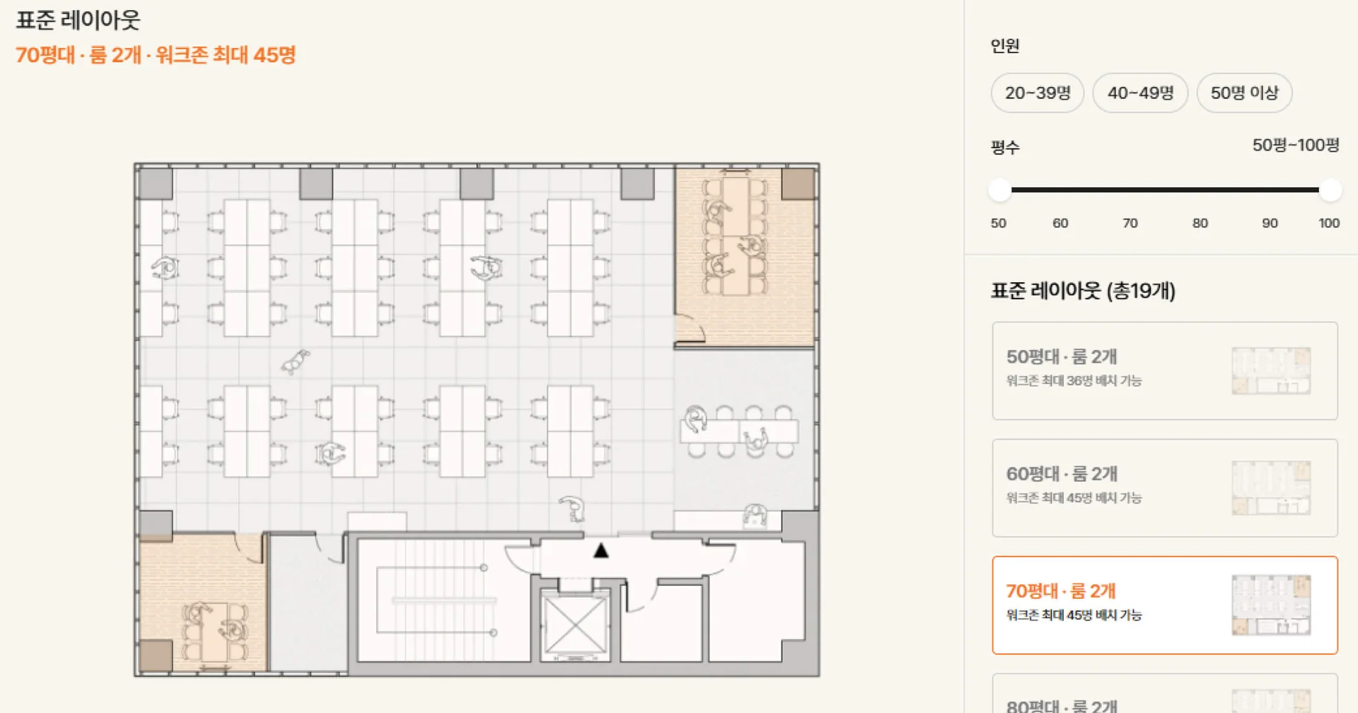 오피스B 사무실 책상 배치, 표준화 레이아웃
