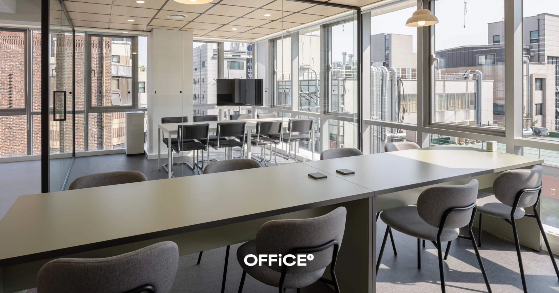 오피스B 사무실 책상 배치, 오픈형 예시