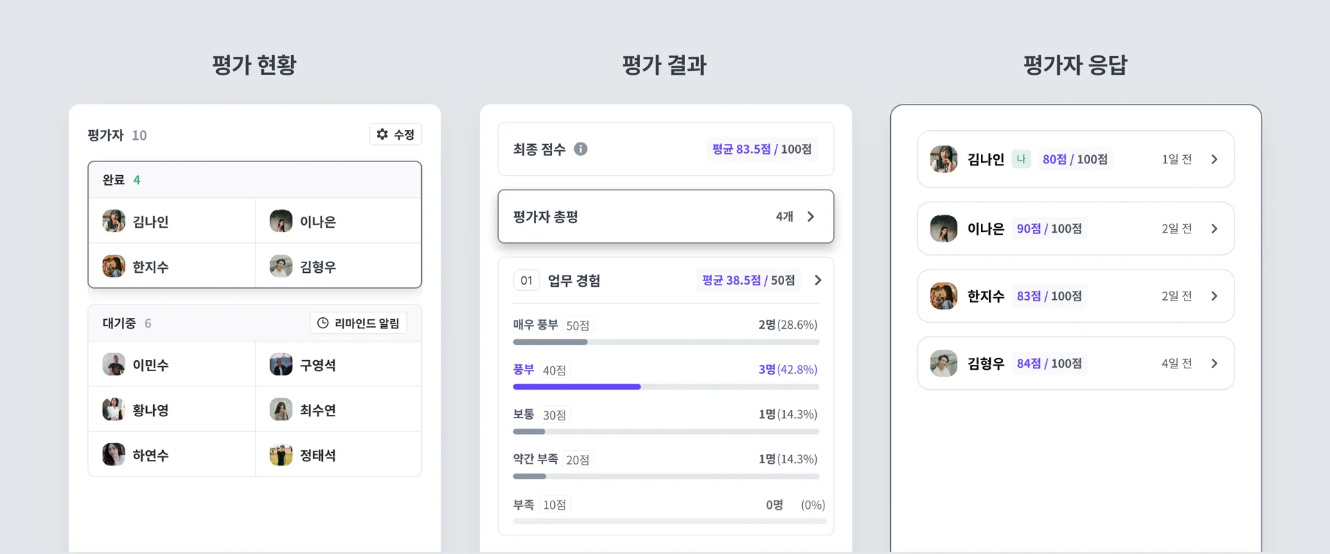나인하이어 지원자 평가 기능