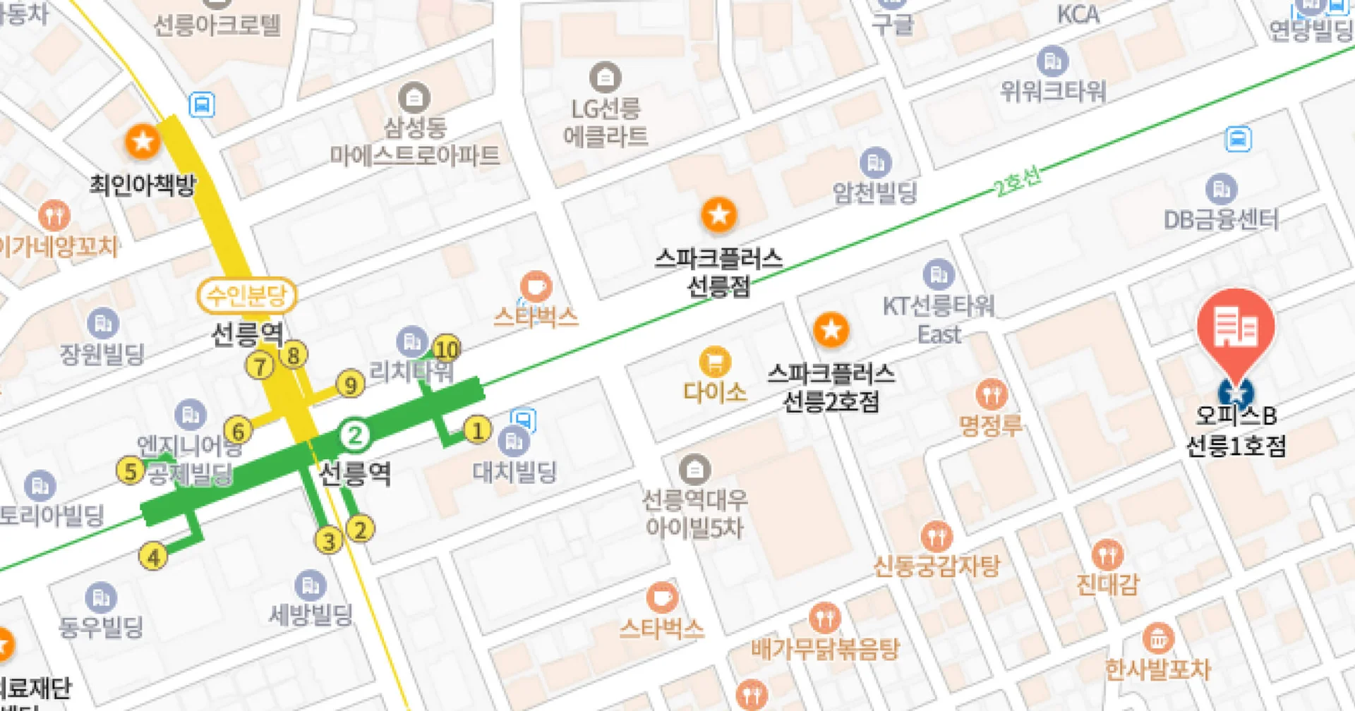 오피스B 선릉 1호점 지도