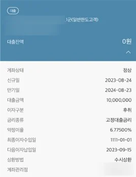 새희망홀씨 이후 은행대출 내역