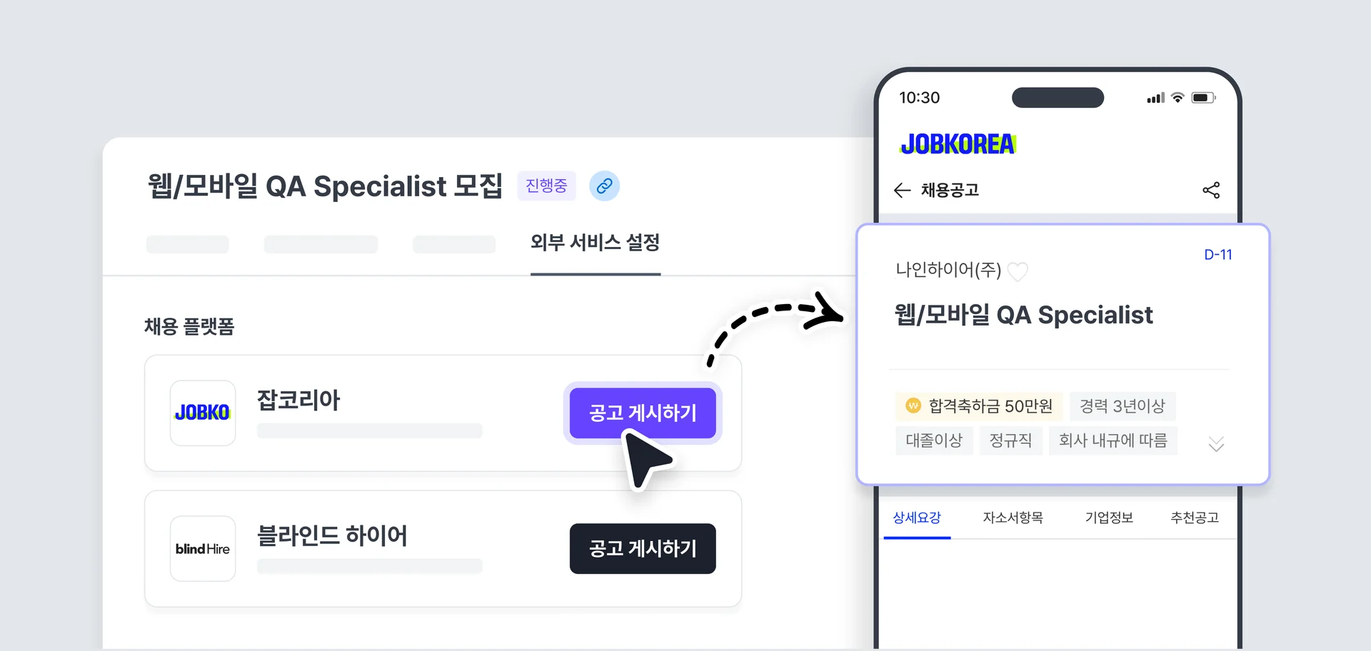 나인하이어의 채용 플랫폼 연동