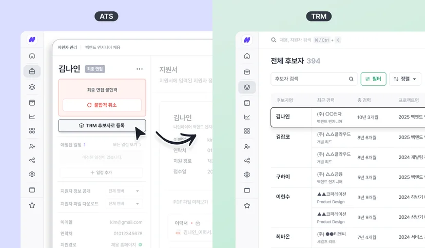 나인하이어 TRM의 효과적으로 인재풀 구축