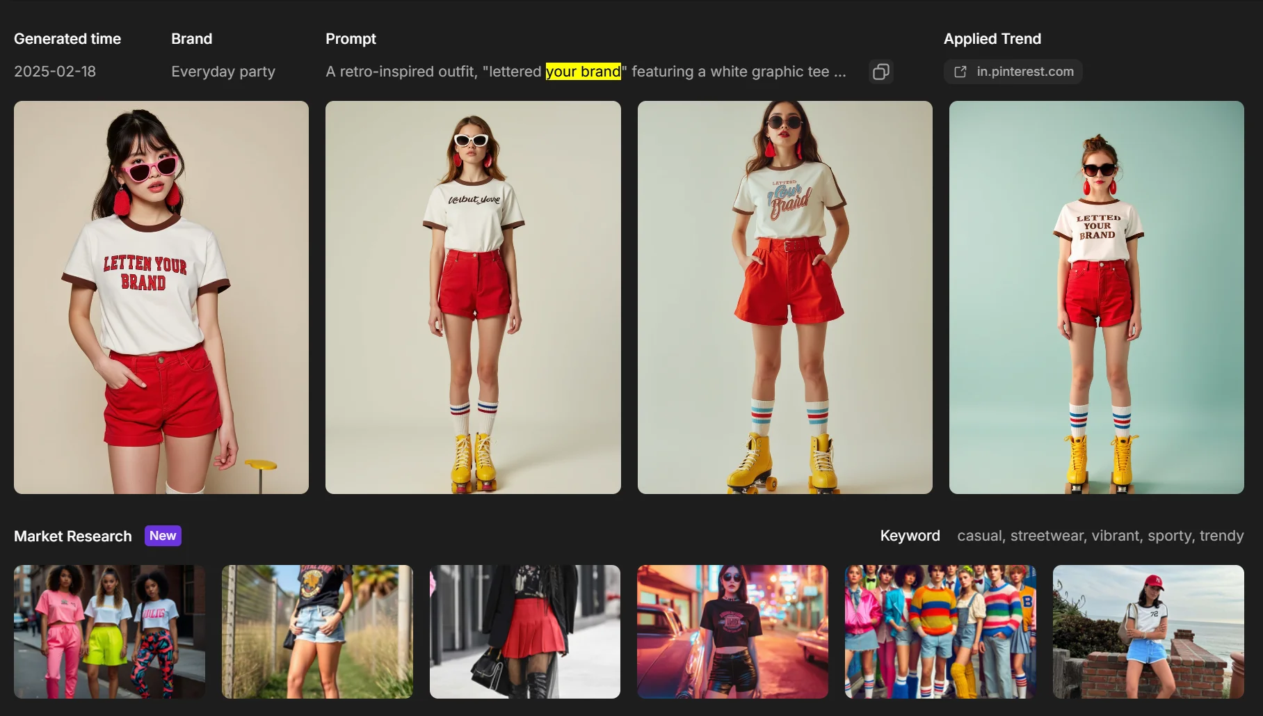 "Lettered 'Your Brand' retro-inspired outfit