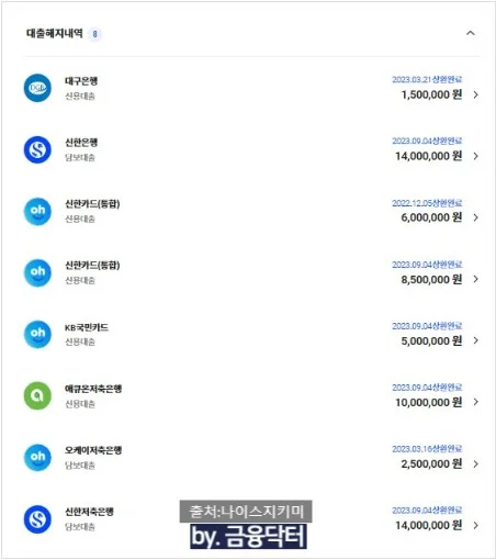 상환된 부채 내역