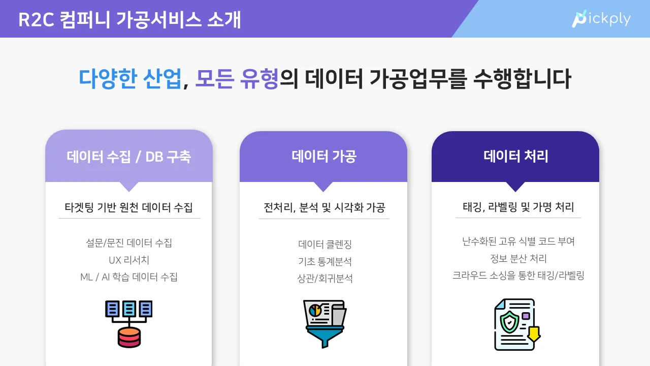 데이터 수집부터 가공까지 전 범위의 데이터 서비스 제공