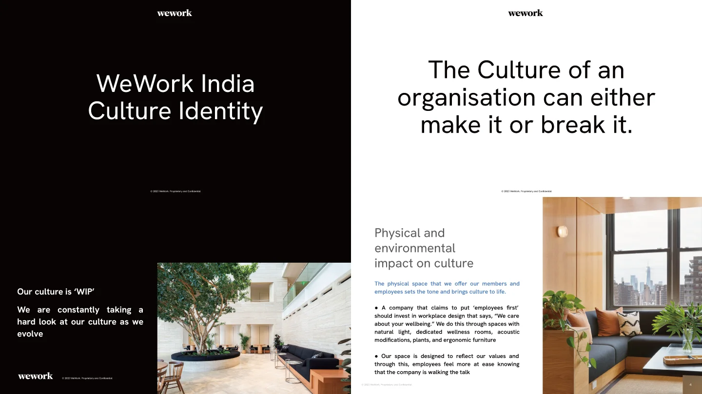 위워크 인도 ‘WeWork India Culture Deck 2023’ 일부