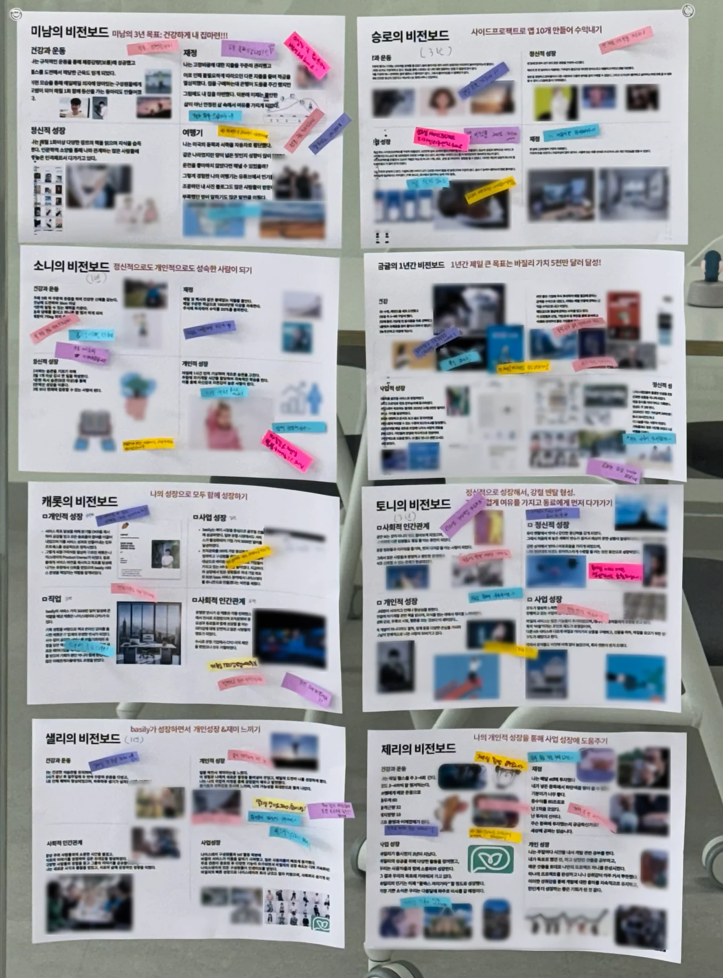 구성원들이 작성한 비전보드 이미지