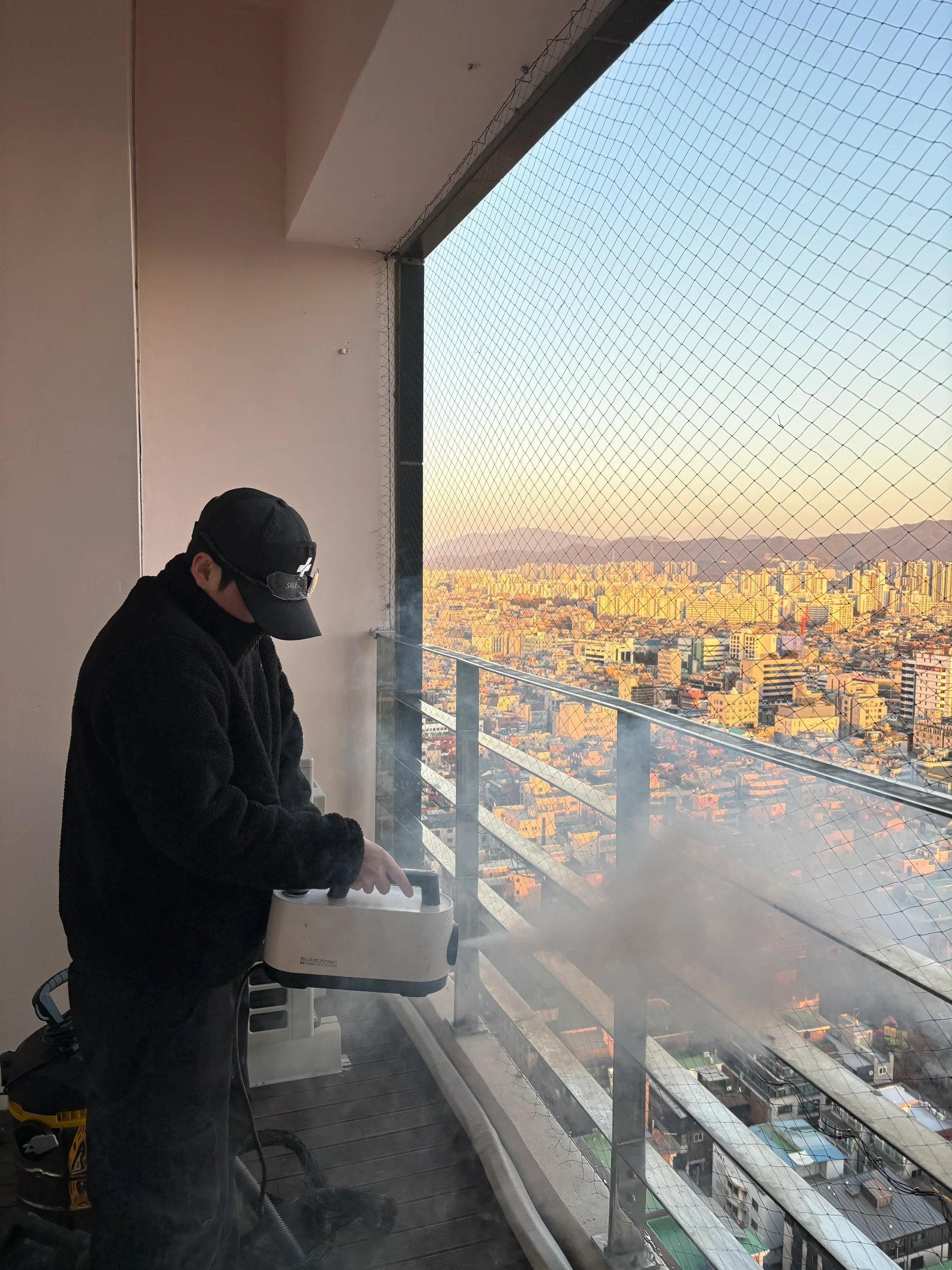 비둘기 오염공간 연무소독