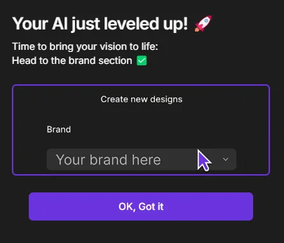 Training complete message