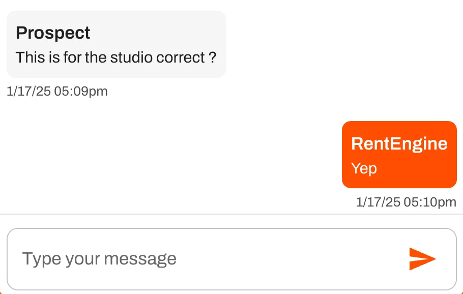 Text your renter leads right from the RentEngine Command Center