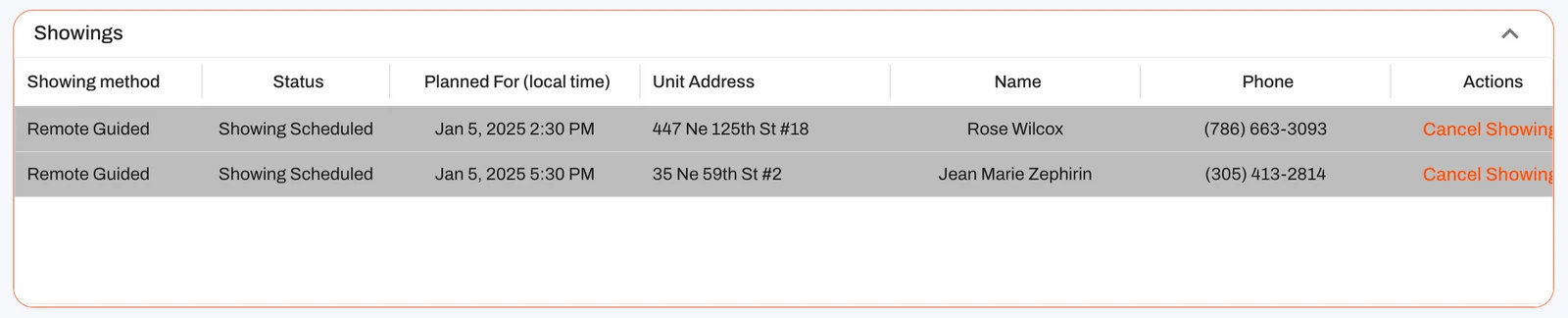 See today's showings and take fast actions