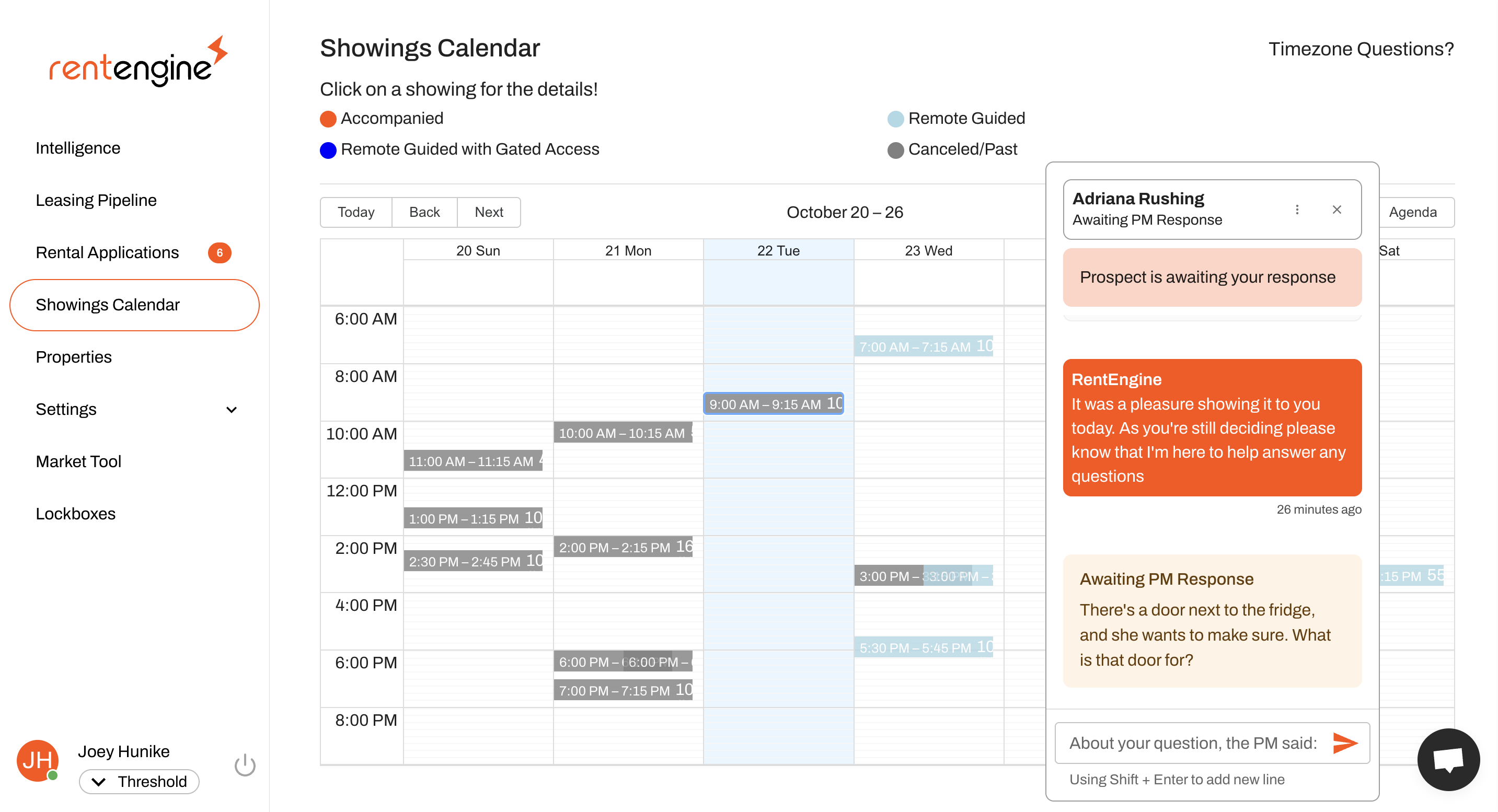 Integrated Messaging from the Showings Calendar