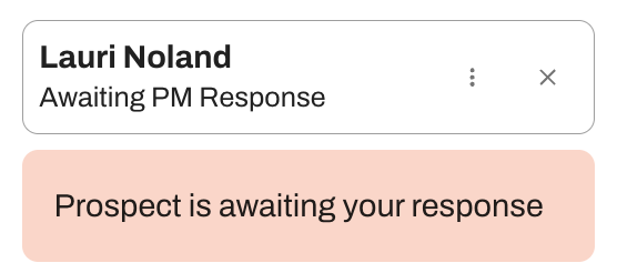 Prospects who are awaiting a PM response are marked with an orange header