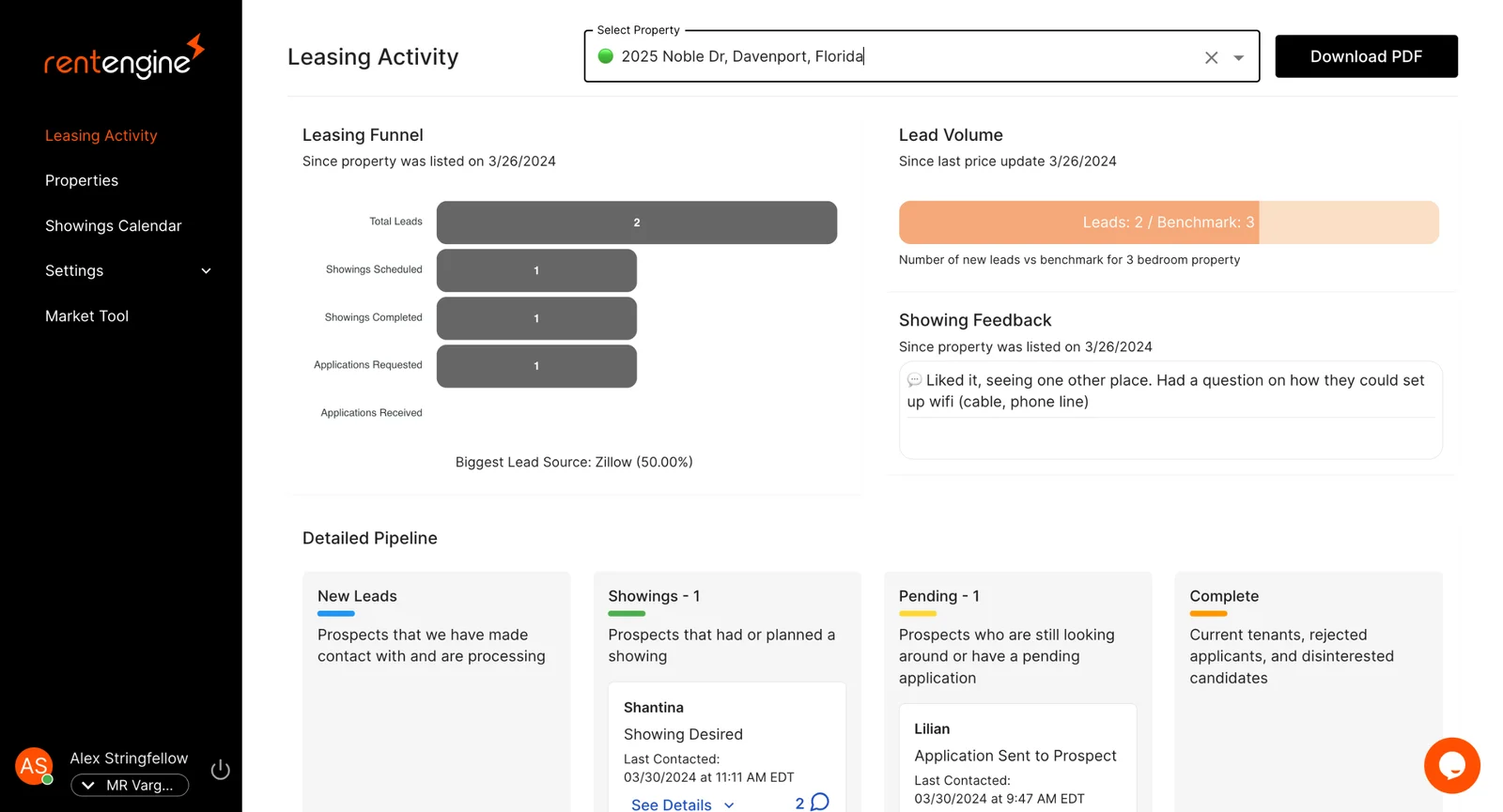 RentEngine dashboard
