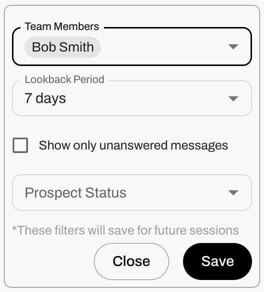 Now you can filter to see all the prospects assigned to you, or one of your teammates