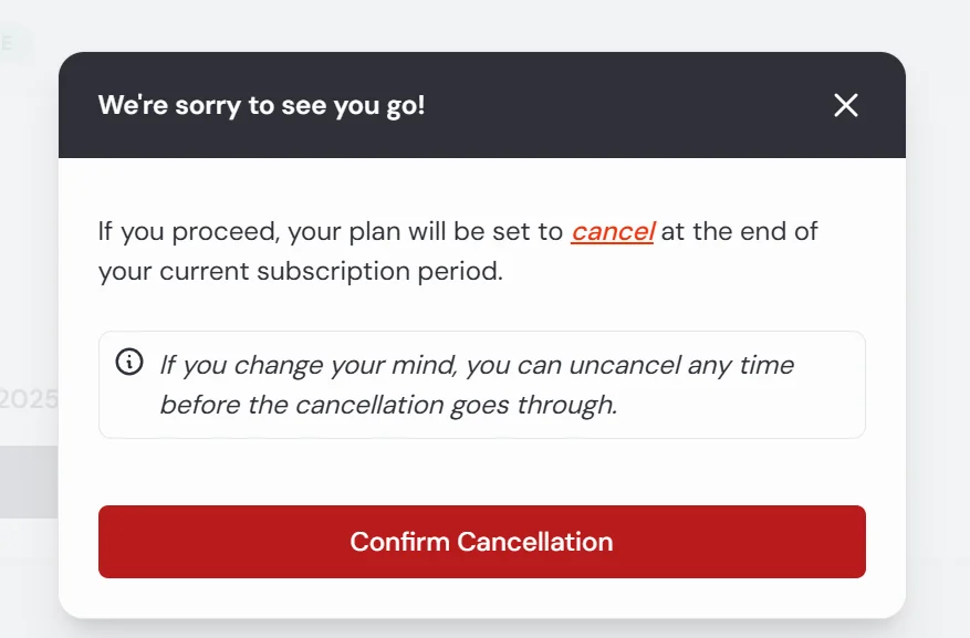 환불 자격이 없는 경우의 메세지창입니다