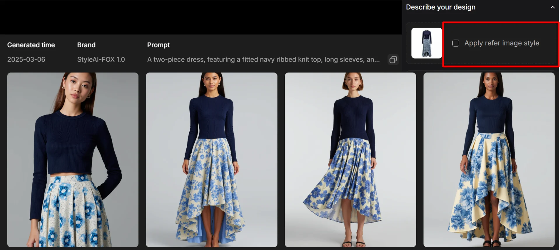When 'Apply Reference Image Style' is not checked.