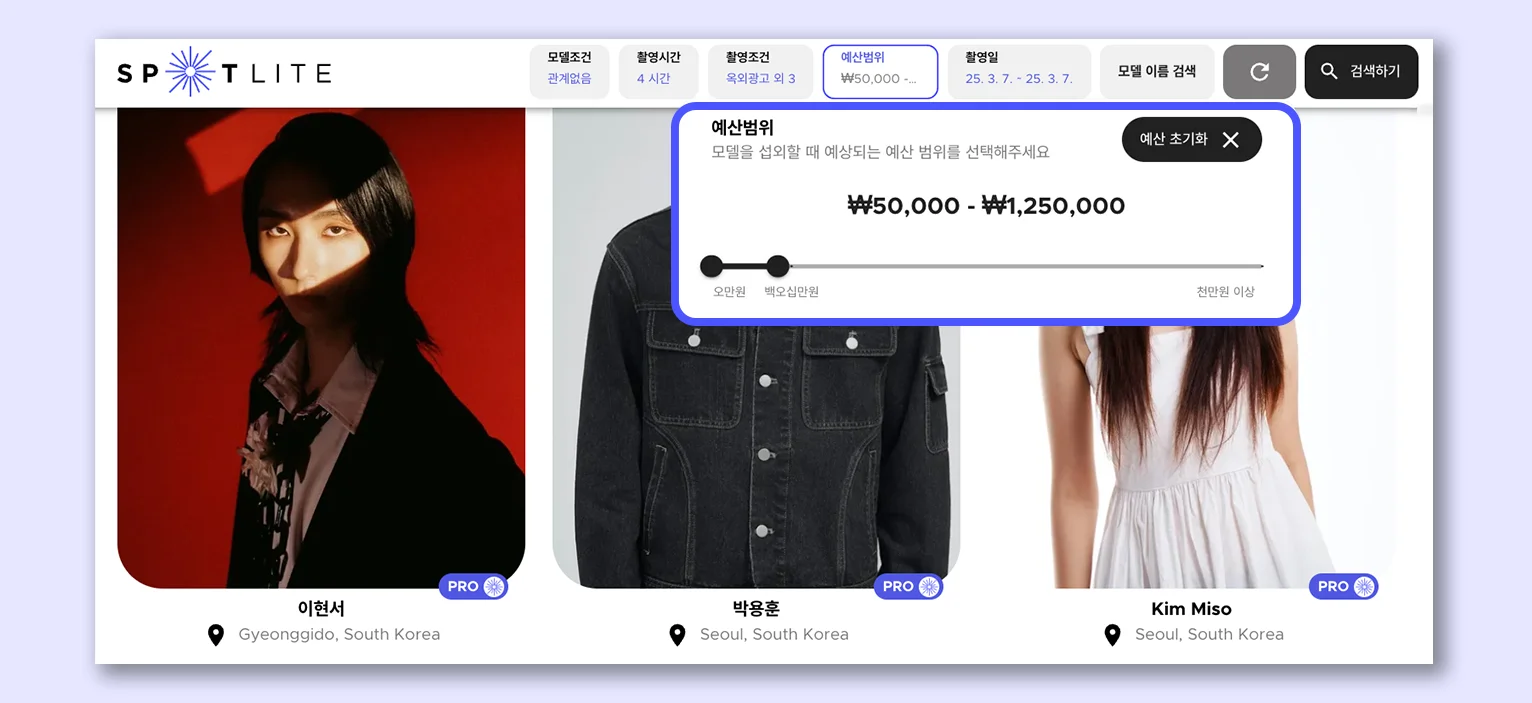 모델 섭외 비용