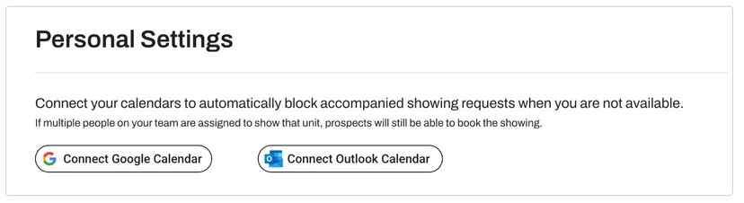 Screenshot of the process of syncing your Google or Outlook calendar