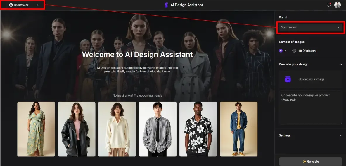 Brand setting in main page