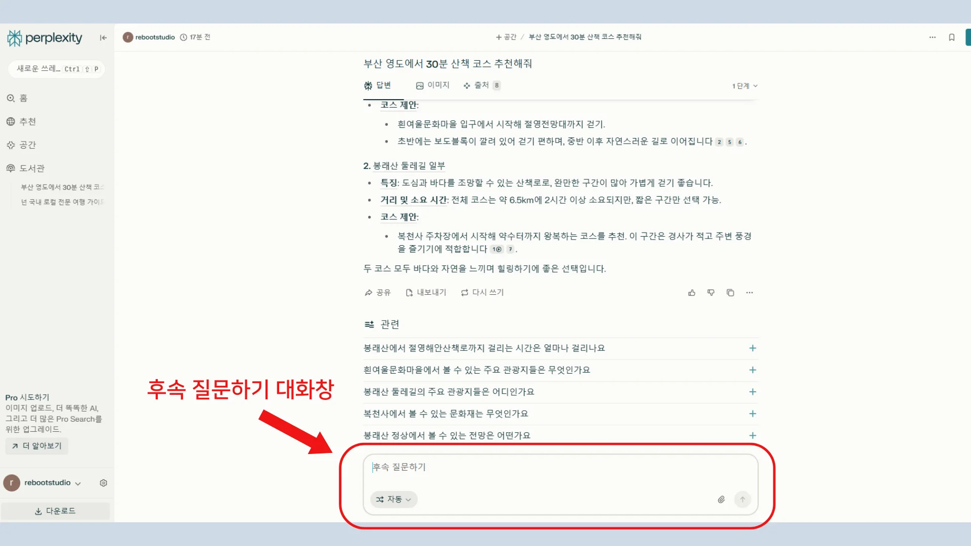 퍼플렉시티 후속 질문하기