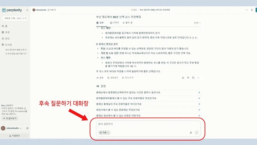퍼플렉시티 후속 질문하기