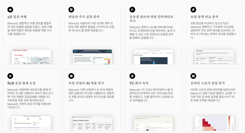 AI Agent Manus 활용 사례