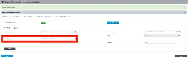 Insertion of attack code into the Folder Path setting to create the /tmp/pwnpwn file