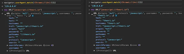 Chrome 129, 130 버전의 URL 파싱 결과