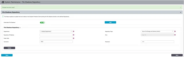 File Shadowing 정책 설정 화면