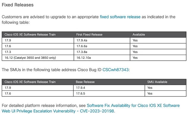 취약점 패치 릴리즈 관련 사항