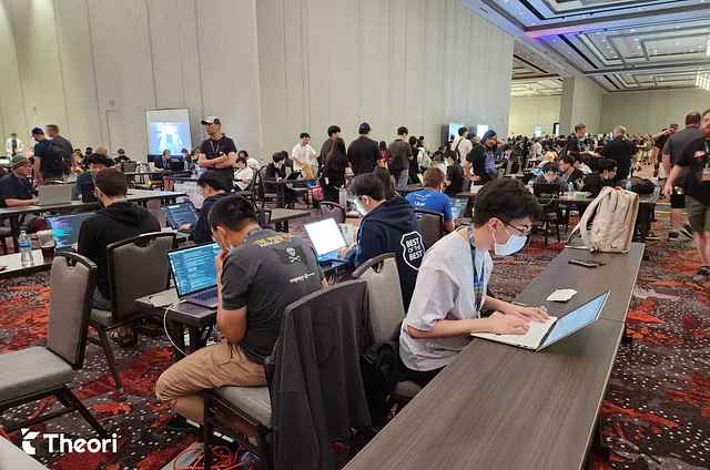 DEF CON CTF Space에서 대회에 참여하고 있는 The Duck 멤버 (jinmo123, juno)