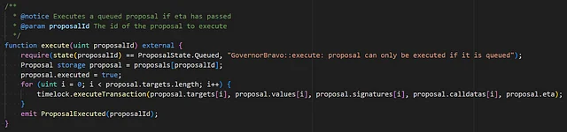 누구나 Queued 상태의 거버넌스 제안을 실행할 수 있음