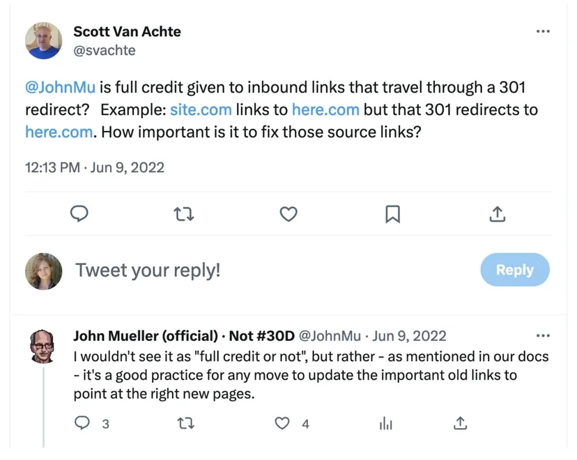 twitter conversation between Scott Van and John Mueller from Google, and he sort of confirmed that you can lose some link equity with 301 redirects