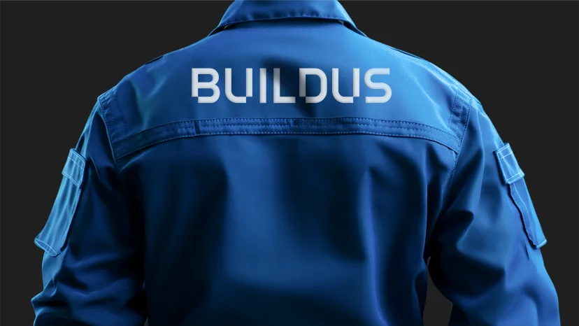 BUILDUS 직영 시공팀 — 실내건축공사업 면허 보유 책임 시공 전문 인력 작업복 현장 이미지