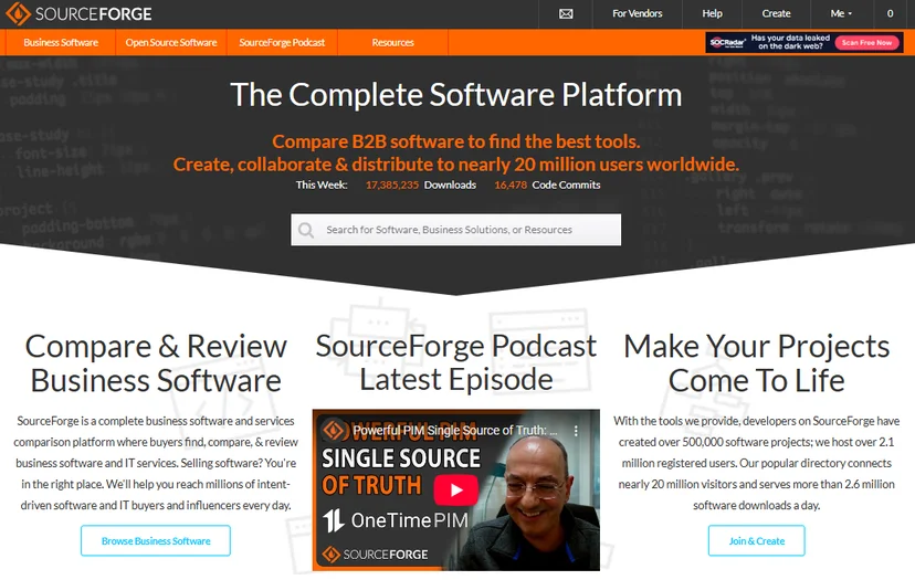 sourceforge homepage